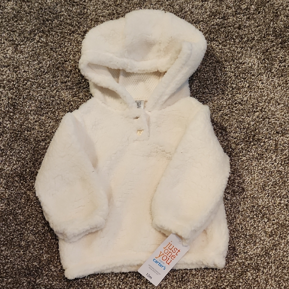 NWT White Fleece Hoodie